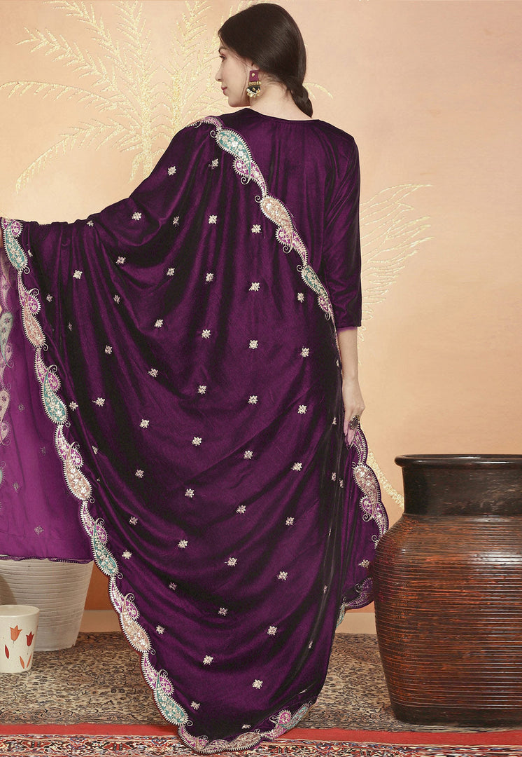 Purple Velvet Pakistani Suit