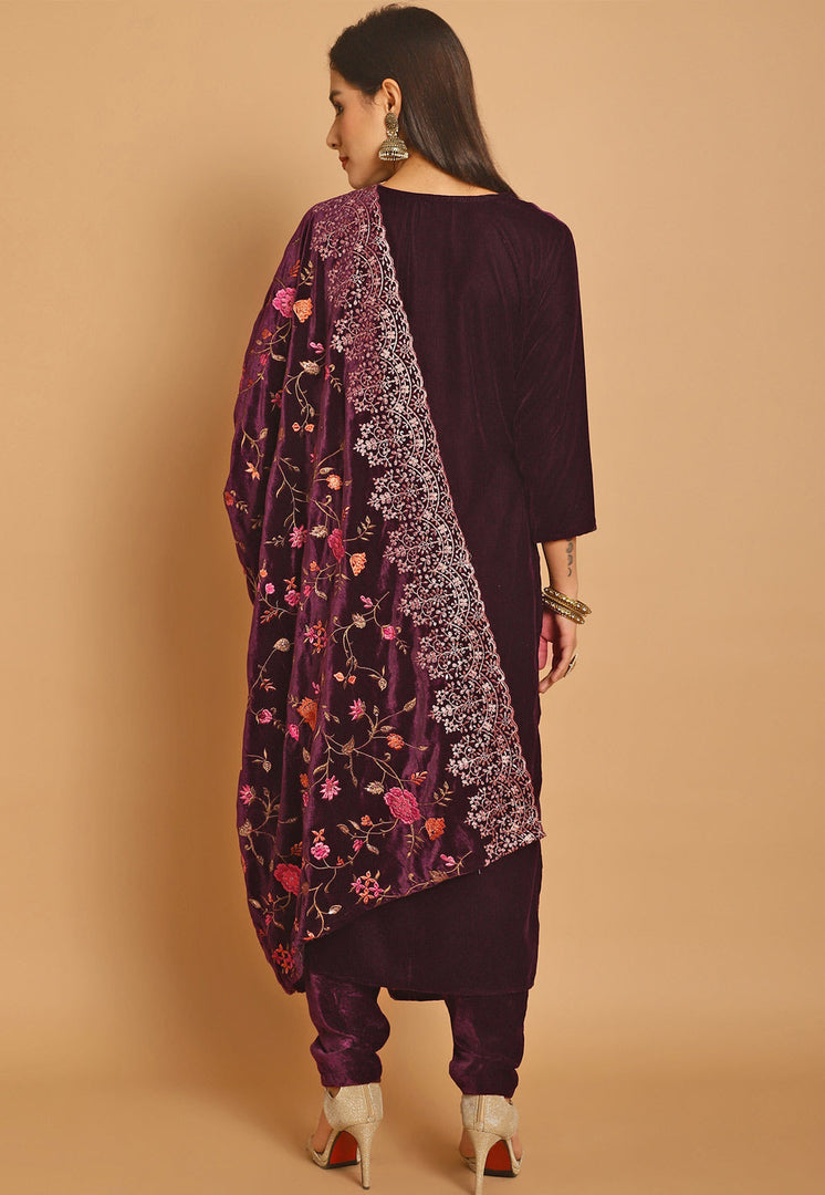 Purple Velvet Pakistani Suit