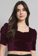 Load image into Gallery viewer, Purple Velvet Readymade Blouse
