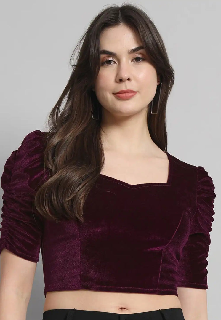Purple Velvet Readymade Blouse
