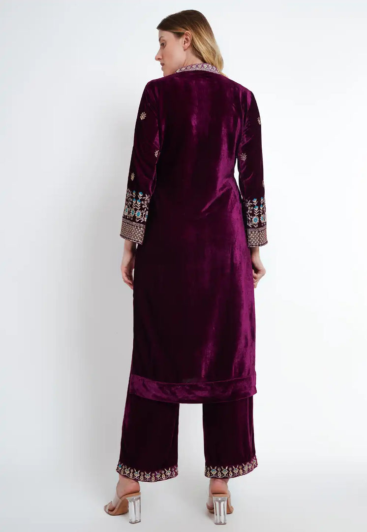Purple Velvet Readymade Pakistani Suit