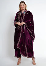 Load image into Gallery viewer, Purple Velvet Readymade Pakistani Suit
