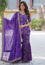Load image into Gallery viewer, Purple Viscose Georgette Readymade Sharara Suit
