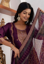 Load image into Gallery viewer, Purple Viscose Jacquard Readymade Pakistani Suit
