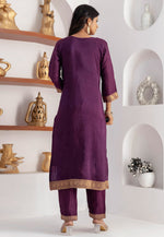 Load image into Gallery viewer, Purple Viscose Jacquard Readymade Pakistani Suit
