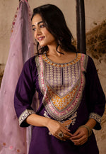 Load image into Gallery viewer, Purple Viscose Rayon Readymade Pakistani Suit
