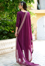 Load image into Gallery viewer, Purple Viscose Rayon Readymade Pakistani Suit
