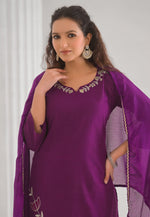 Load image into Gallery viewer, Purple Viscose Rayon Readymade Pant Style Suit
