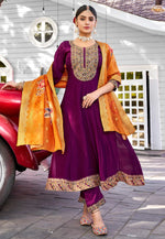 Load image into Gallery viewer, Purple Viscose Readymade Anarkali Suit
