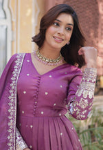 Load image into Gallery viewer, Purple Viscose Readymade Anarkali Suit
