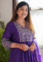Load image into Gallery viewer, Purple Viscose Readymade Pakistani Suit
