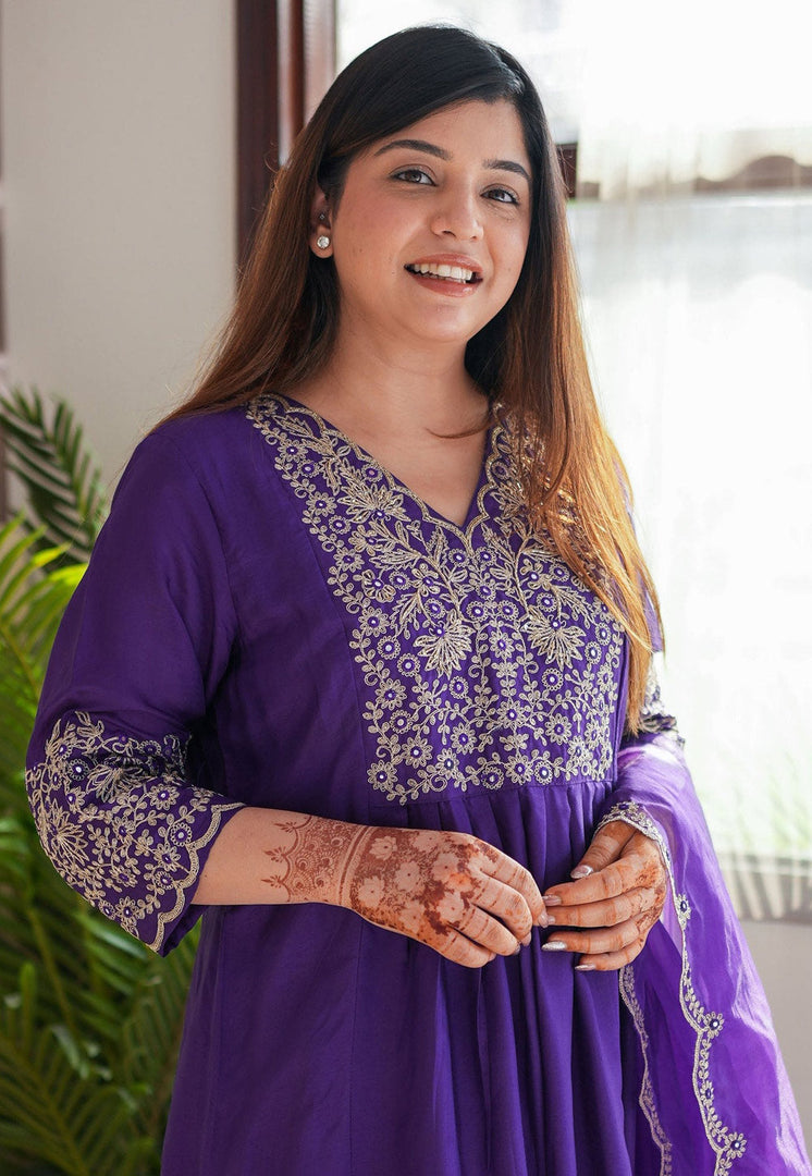 Purple Viscose Readymade Pakistani Suit