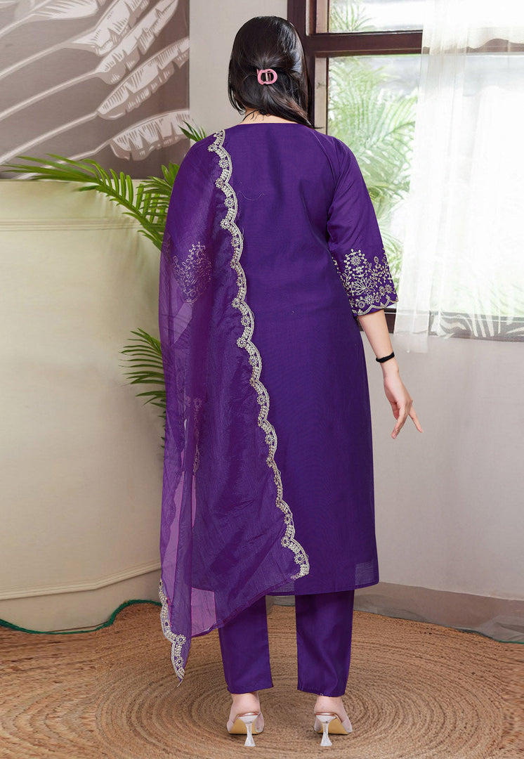 Purple Viscose Readymade Pakistani Suit