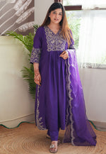 Load image into Gallery viewer, Purple Viscose Readymade Pakistani Suit
