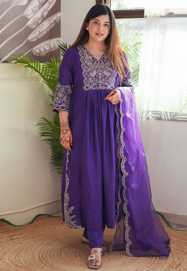 Purple Viscose Readymade Pakistani Suit