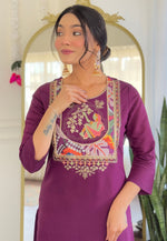 Load image into Gallery viewer, Purple Viscose Readymade Pakistani Suit
