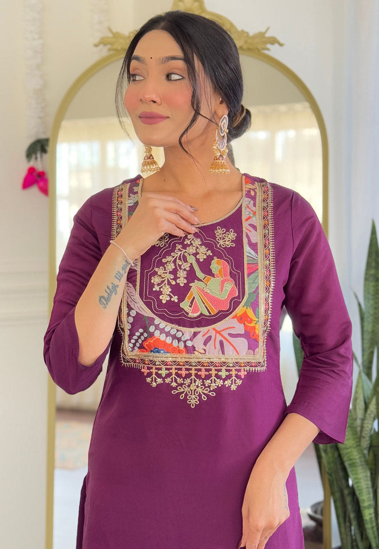 Purple Viscose Readymade Pakistani Suit