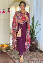 Load image into Gallery viewer, Purple Viscose Readymade Pakistani Suit

