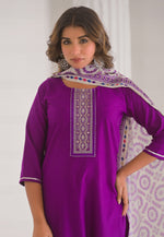 Load image into Gallery viewer, Purple Viscose Readymade Pakistani Suit
