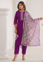 Load image into Gallery viewer, Purple Viscose Readymade Pakistani Suit
