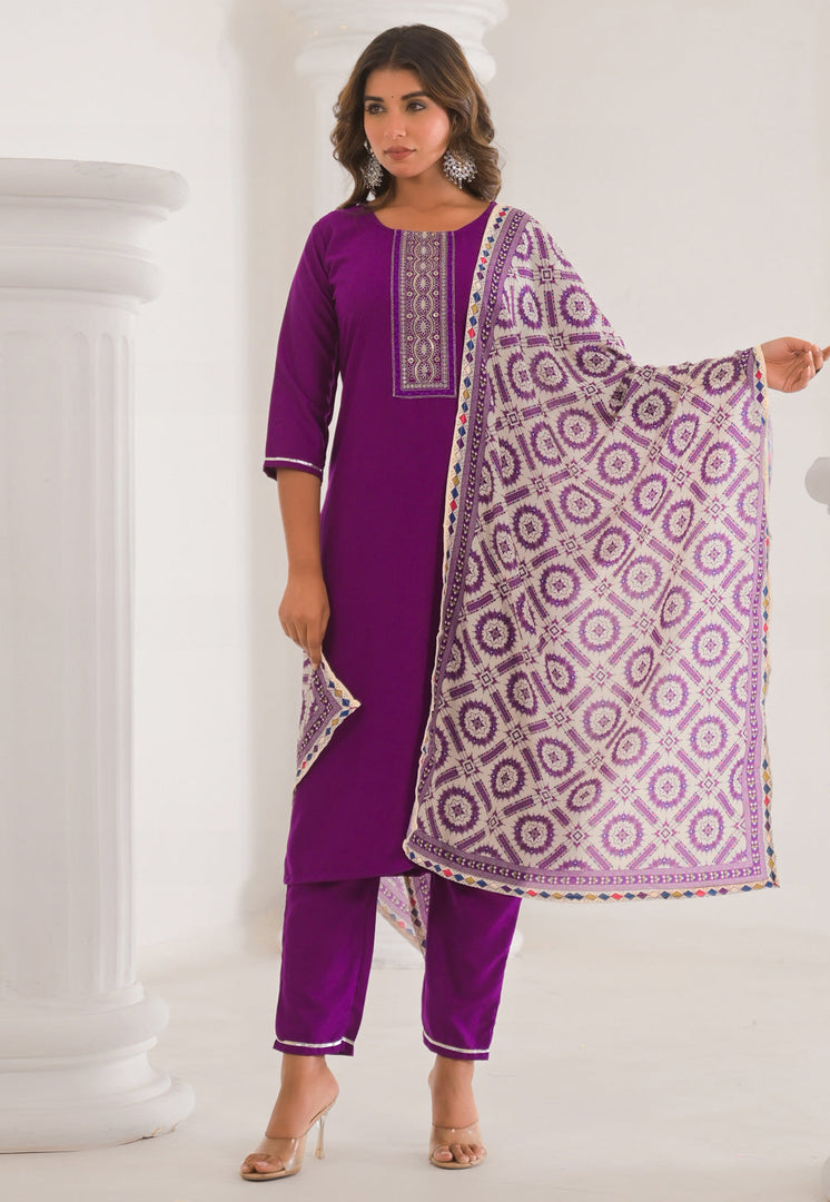 Purple Viscose Readymade Pakistani Suit