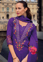 Load image into Gallery viewer, Purple Viscose Readymade Pant Style Suit
