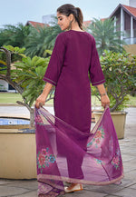 Load image into Gallery viewer, Purple Viscose Readymade Pant Style Suit
