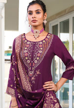 Load image into Gallery viewer, Purple Viscose Readymade Pant Style Suit
