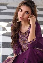Load image into Gallery viewer, Purple Viscose Readymade Pant Style Suit
