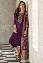 Load image into Gallery viewer, Purple Viscose Readymade Pant Style Suit
