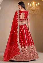 Load image into Gallery viewer, Red Art Silk Circular Lehenga Choli
