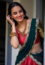 Load image into Gallery viewer, Red Art Silk Circular Lehenga Choli
