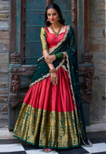 Load image into Gallery viewer, Red Art Silk Circular Lehenga Choli
