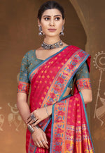Load image into Gallery viewer, Red Art Silk Paithani Saree
