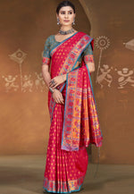 Load image into Gallery viewer, Red Art Silk Paithani Saree
