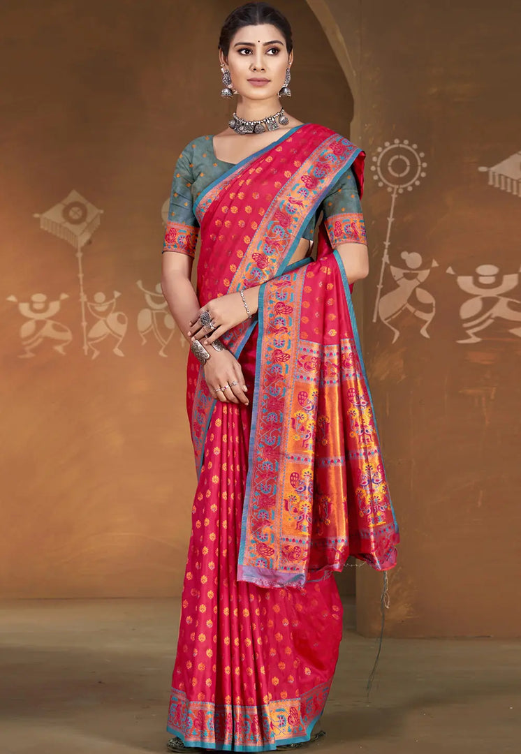 Red Art Silk Paithani Saree
