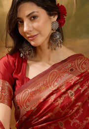 Red Banarasi Jacquard Saree