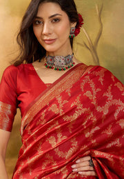 Red Banarasi Jacquard Saree