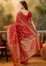 Load image into Gallery viewer, Red Banarasi Jacquard Saree
