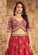 Load image into Gallery viewer, Red Banarasi Readymade A Line Lehenga Choli
