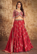 Load image into Gallery viewer, Red Banarasi Readymade A Line Lehenga Choli
