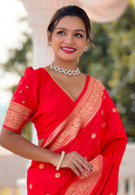 Load image into Gallery viewer, Red Banarasi Silk Saree

