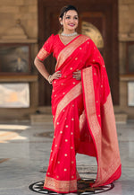 Load image into Gallery viewer, Red Banarasi Silk Saree
