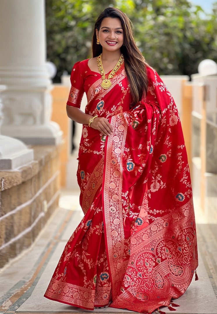 Red Banarasi Silk Saree