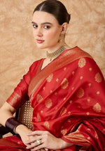 Load image into Gallery viewer, Red Banarasi Silk Saree