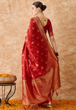 Load image into Gallery viewer, Red Banarasi Silk Saree