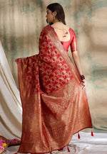 Load image into Gallery viewer, Red Banarasi Silk Saree With Blouse
