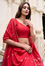 Load image into Gallery viewer, Red Chanderi Circular Lehenga Choli
