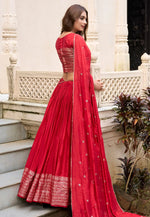 Load image into Gallery viewer, Red Chanderi Circular Lehenga Choli
