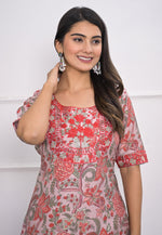 Load image into Gallery viewer, Red Chanderi Kurta Set With Pant
